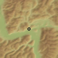 Shaded relief of the 52 km around Queenstown, drawn from the GMTED2010 grid