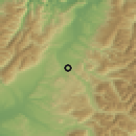 Shaded relief of the 53 km around Reefton, drawn from the GMTED2010 grid