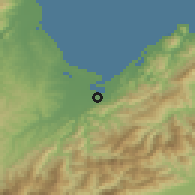 Shaded relief of the 53 km around Richmond, drawn from the GMTED2010 grid