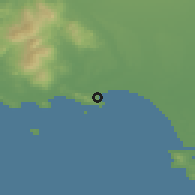 Shaded relief of the 51 km around Riverton, drawn from the GMTED2010 grid
