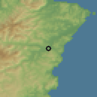 Shaded relief of the 54 km around Ruatoria, drawn from the GMTED2010 grid