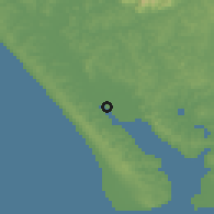 Shaded relief of the 55 km around Ruawai, drawn from the GMTED2010 grid