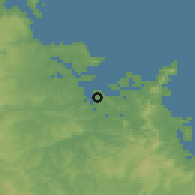 Shaded relief of the 55 km around Russell, drawn from the GMTED2010 grid