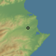 Shaded relief of the 53 km around Seddon, drawn from the GMTED2010 grid