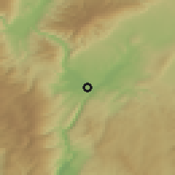 Shaded relief of the 51 km around Alexandra, drawn from the GMTED2010 grid