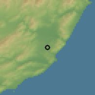 Shaded relief of the 52 km around Cheviot, drawn from the GMTED2010 grid