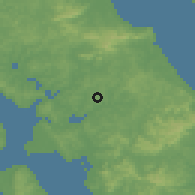 Shaded relief of the 55 km around Snells Beach, drawn from the GMTED2010 grid