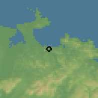 Shaded relief of the 55 km around Taipa Bay-Mangonui, drawn from the GMTED2010 grid