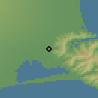 Shaded relief of the 52 km around Taitapu, drawn from the GMTED2010 grid