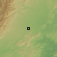 Shaded relief of the 53 km around Takapau, drawn from the GMTED2010 grid