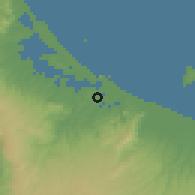 Shaded relief of the 54 km around Tauranga, drawn from the GMTED2010 grid