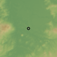 Shaded relief of the 54 km around Te Awamutu, drawn from the GMTED2010 grid