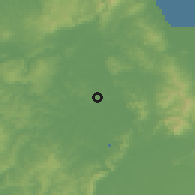 Shaded relief of the 54 km around Te Kauwhata, drawn from the GMTED2010 grid