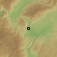 Shaded relief of the 51 km around Clyde, drawn from the GMTED2010 grid