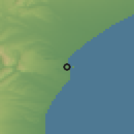 Shaded relief of the 52 km around Timaru, drawn from the GMTED2010 grid