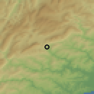 Shaded relief of the 54 km around Tuai, drawn from the GMTED2010 grid