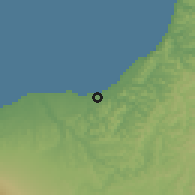 Shaded relief of the 54 km around Urenui, drawn from the GMTED2010 grid