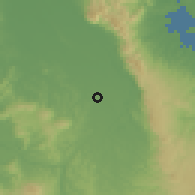 Shaded relief of the 54 km around Waharoa, drawn from the GMTED2010 grid