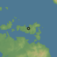 Shaded relief of the 54 km around Waiheke, drawn from the GMTED2010 grid