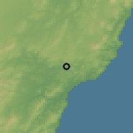 Shaded relief of the 53 km around Waipukurau, drawn from the GMTED2010 grid