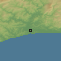Shaded relief of the 54 km around Wairoa, drawn from the GMTED2010 grid