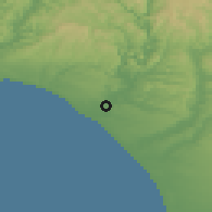 Shaded relief of the 53 km around Wanganui, drawn from the GMTED2010 grid
