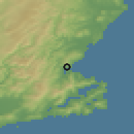 Shaded relief of the 51 km around Warrington, drawn from the GMTED2010 grid