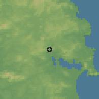 Shaded relief of the 55 km around Whangarei, drawn from the GMTED2010 grid