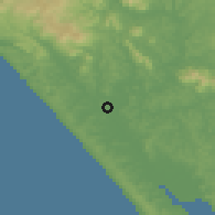 Shaded relief of the 55 km around Dargaville, drawn from the GMTED2010 grid