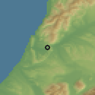 Shaded relief of the 52 km around Dobson, drawn from the GMTED2010 grid