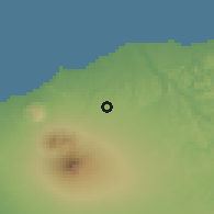 Shaded relief of the 54 km around Egmont Village, drawn from the GMTED2010 grid