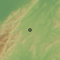 Shaded relief of the 53 km around Eketahuna, drawn from the GMTED2010 grid