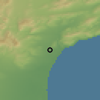 Shaded relief of the 52 km around Amberley, drawn from the GMTED2010 grid