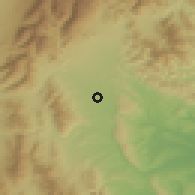 Shaded relief of the 52 km around Fairlie, drawn from the GMTED2010 grid