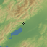 Shaded relief of the 53 km around Featherston, drawn from the GMTED2010 grid