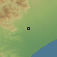 Shaded relief of the 52 km around Geraldine, drawn from the GMTED2010 grid