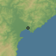 Shaded relief of the 54 km around Gisborne, drawn from the GMTED2010 grid