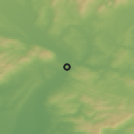 Shaded relief of the 51 km around Gore, drawn from the GMTED2010 grid