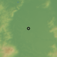 Shaded relief of the 54 km around Hamilton, drawn from the GMTED2010 grid