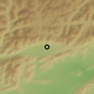 Shaded relief of the 52 km around Hanmer Springs, drawn from the GMTED2010 grid