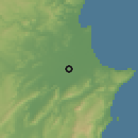 Shaded relief of the 53 km around Hastings, drawn from the GMTED2010 grid