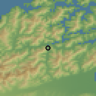 Shaded relief of the 53 km around Havelock, drawn from the GMTED2010 grid