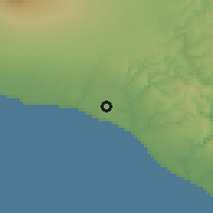 Shaded relief of the 53 km around Hawera, drawn from the GMTED2010 grid