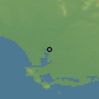 Shaded relief of the 51 km around Invercargill, drawn from the GMTED2010 grid
