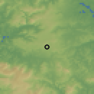 Shaded relief of the 55 km around Kaikohe, drawn from the GMTED2010 grid