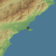 Shaded relief of the 52 km around Kaikoura, drawn from the GMTED2010 grid