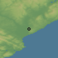 Shaded relief of the 51 km around Kaitangata, drawn from the GMTED2010 grid