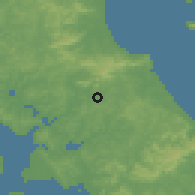 Shaded relief of the 55 km around Kaiwaka, drawn from the GMTED2010 grid