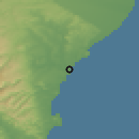 Shaded relief of the 51 km around Kakanui, drawn from the GMTED2010 grid