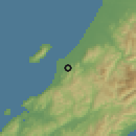 Shaded relief of the 53 km around Kapiti, drawn from the GMTED2010 grid